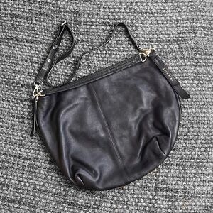 Large black leather bag
